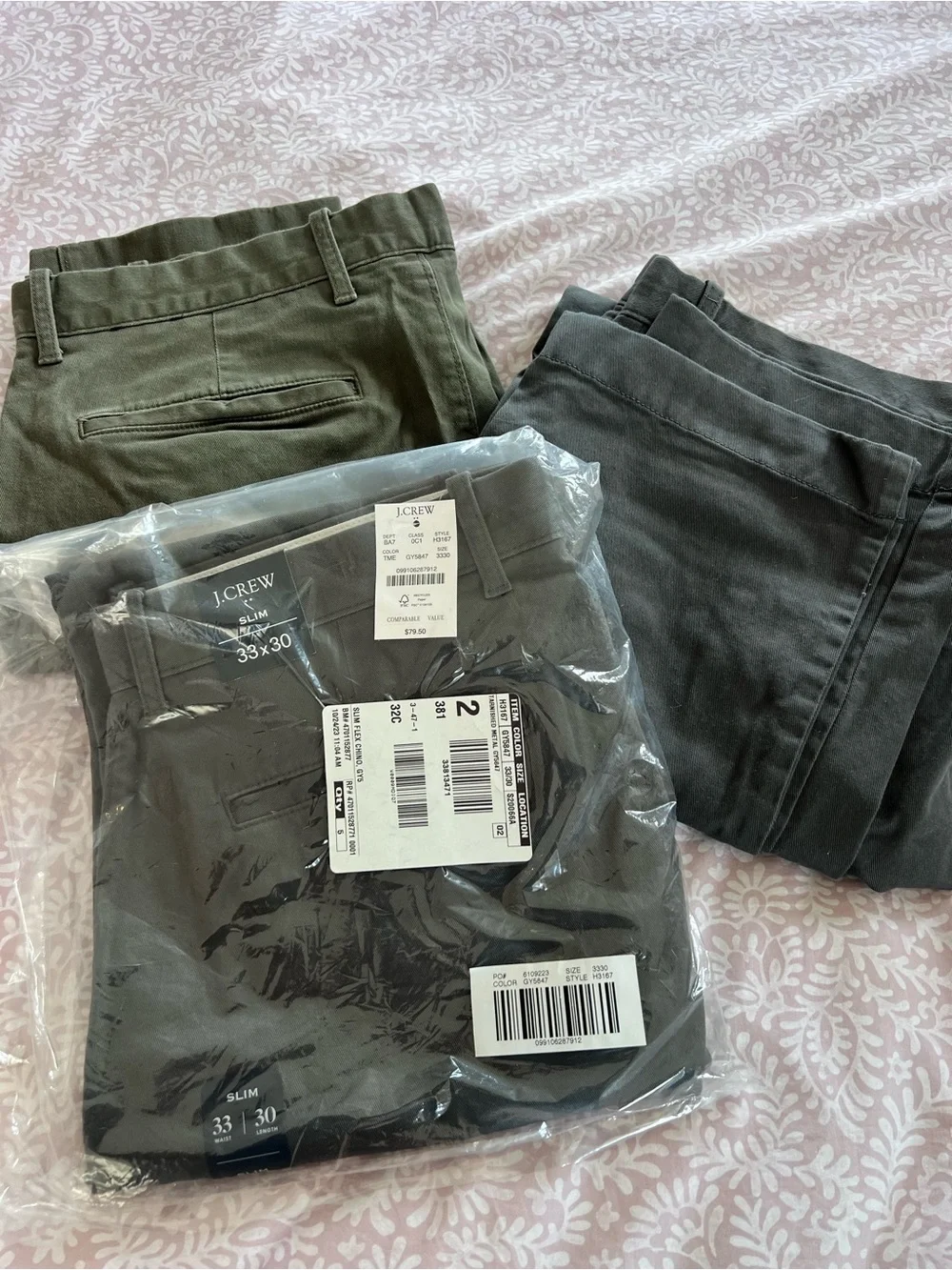 J. Crew Men's Chinos in Olive and Charcoal — Slim Fit Pack